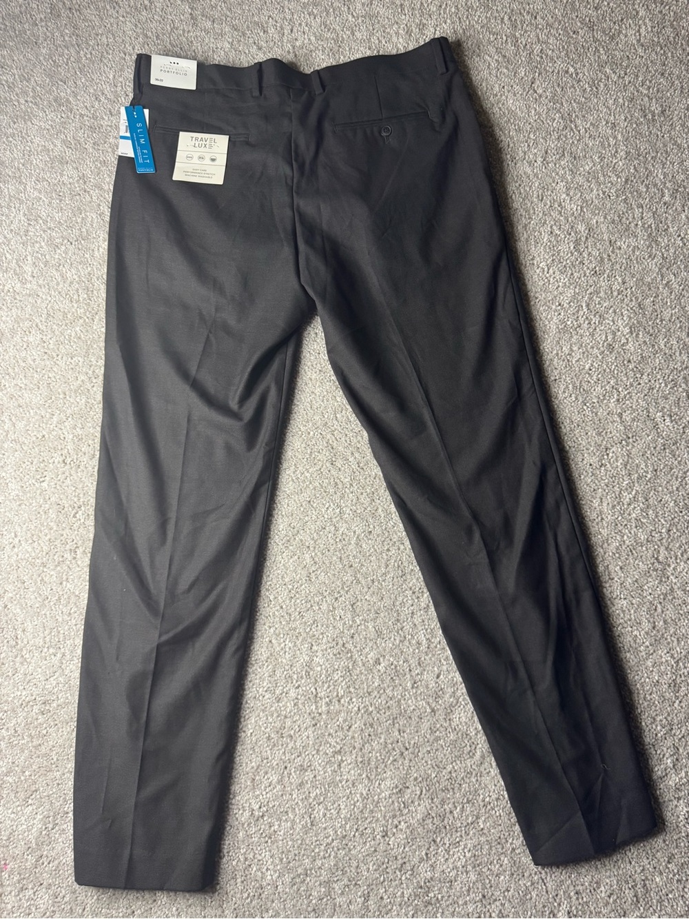 Perry Ellis Men's Charcoal Dress Pants - Slim Fit Travel Luxe 36x32